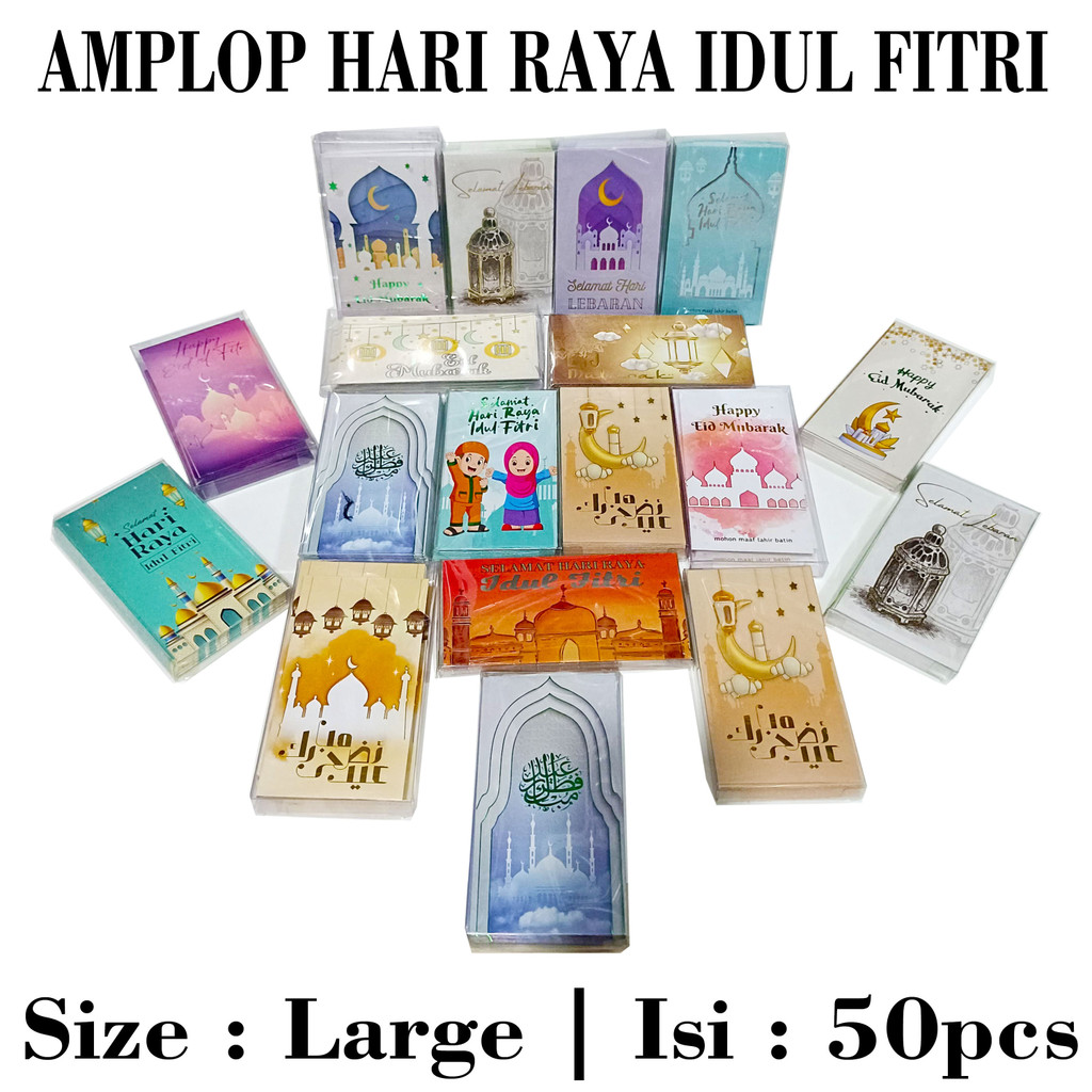 

EXD GROSIR AMPLOP Lebaran Panjang / Besar ISI 50 Lembar IDUL FITRI Eid Mubarok Islami
