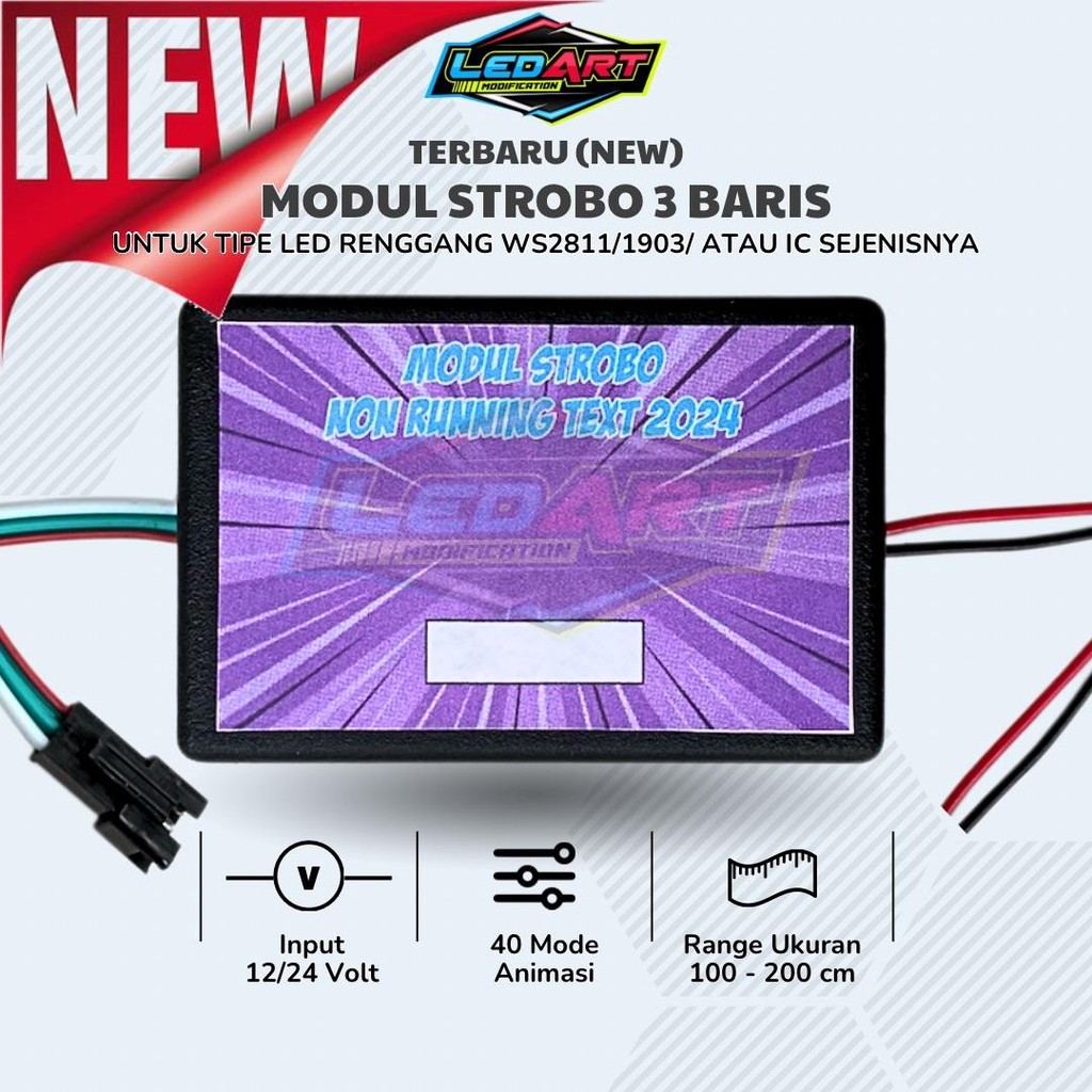 Modul Strobo 3 Baris Non Running Text Rgb