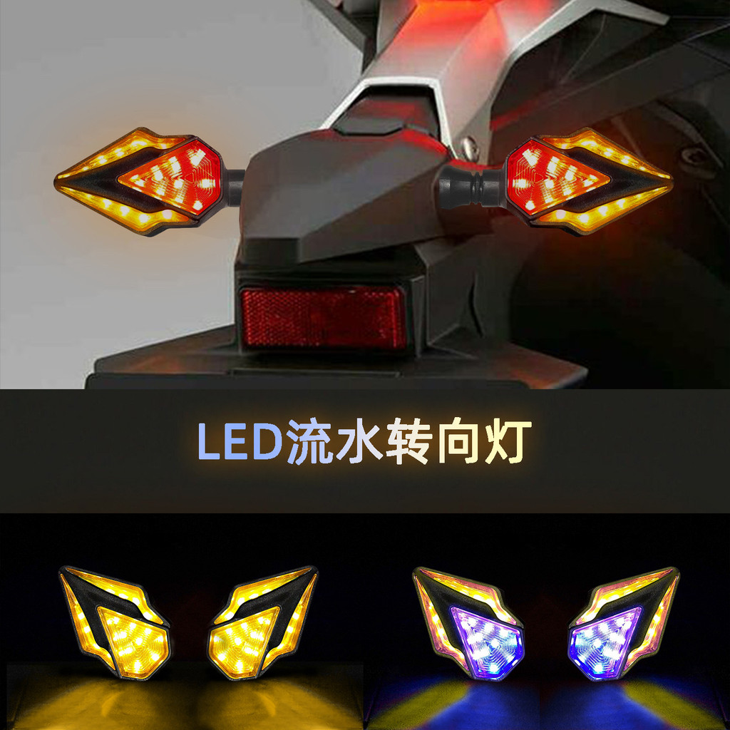 Lampu Sein Motor 12V Lampu Kemudi Sepeda Motor Led Mengalir Lampu Sein Listrik Biru Kuning Aksesori 