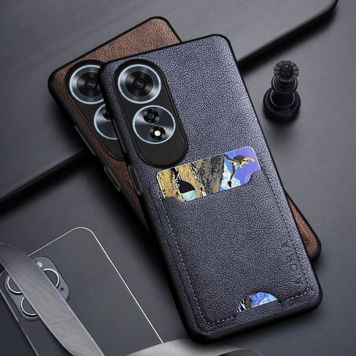 CASE OPPO A60 CASE LEATHER WITH CARD WITH SLOT CARD AIORIA - BLACK SLOT CARD, OPPO A60 4G
