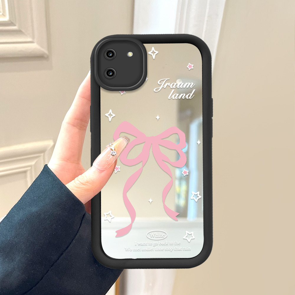 Casing Hp Untuk Realme C11 Phone Case Cesing Soft Cover Pink Bow 8129 Mode Mirror Kesing JZ Cream Ca