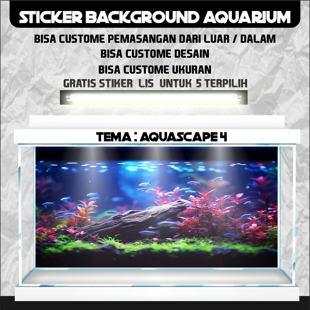 Background Aquarium 3D Timbul – Sticker Belakang Akuarium Tema Karang | Wallpaper Hiasan Aquascape