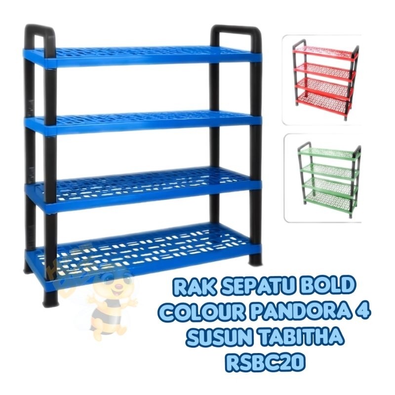 (GJ) RAK SEPATU BOLD COLOUR PANDORA 4 SUSUN TABITHA RSBC20