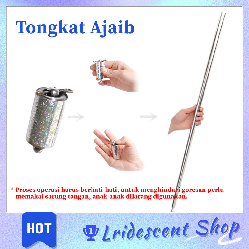 LRI Tongkat Sihir Sulap Magic Stick Appearing Metal Cane Panjang 110Cm Pertunjukan Sulap Keren