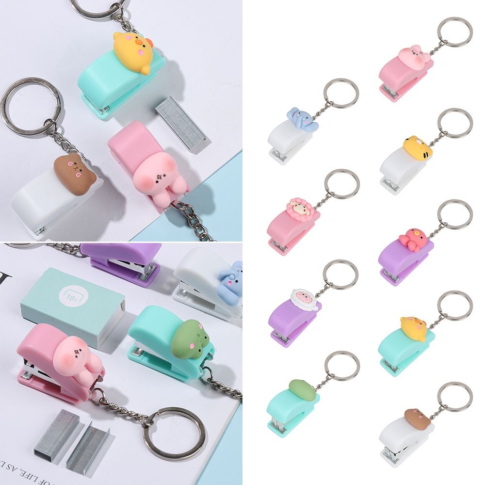 

Stationery Cartoon Cute Binder Tools Push Clip Stapler Paper Clips Mini Stapler Document Binding Hoops