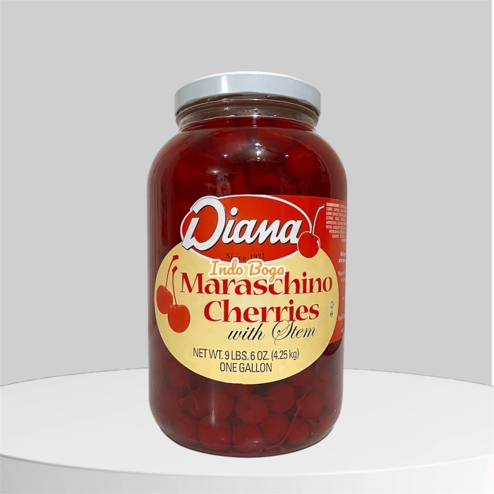 

Diana Maraschino cherry with stem 4,25 kg / ceri tangkai merah 1 gal
