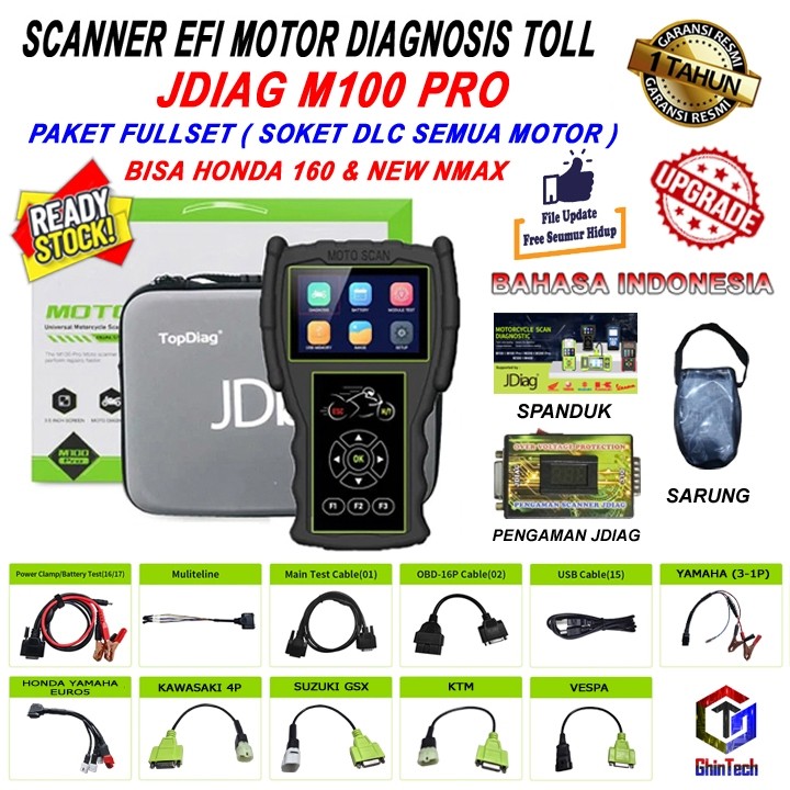 Scanner JDiag M100 M100 PRO Scanner Sepeda Motor M 100 100 PRO Reset Function Diagnostic Tool