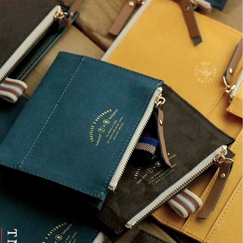 

Fromthenon Travel Notebook Storage Bag Loose Leaf Notebook Washable Zipper Pen Bag Stationery Stickers Storage Supplies