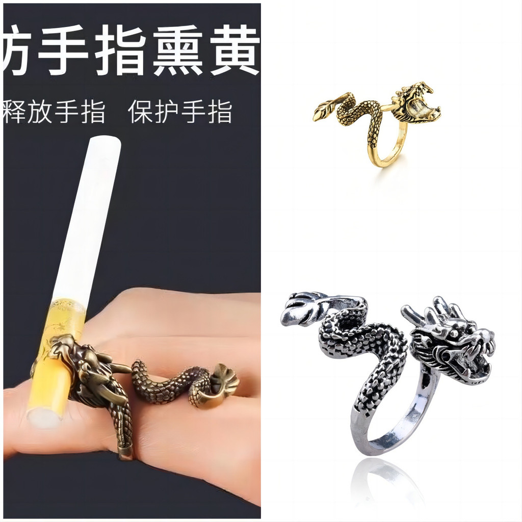 COD Cincin Jari Terbuka Bentuk Naga Eropa dan Amerika Pemegang Rokok Trendy Perhiasan Tangan Cincin 