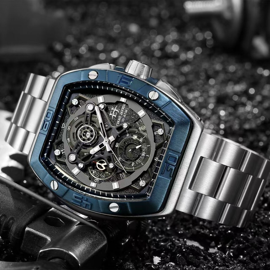 Terlaris Evans Jayden Jam Tangan Pria 9549 Rantai Stainless Kaca Safir Tahan air 10ATM