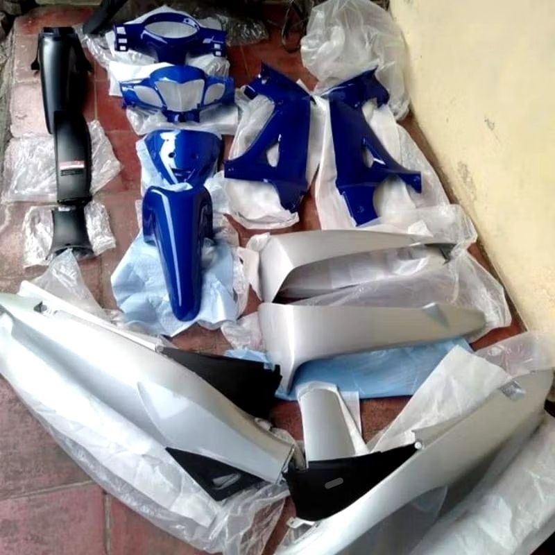fullset cover bodi body halus honda kharisma 125 plus bodi kasar karisma x 125 karisma x D biru silv