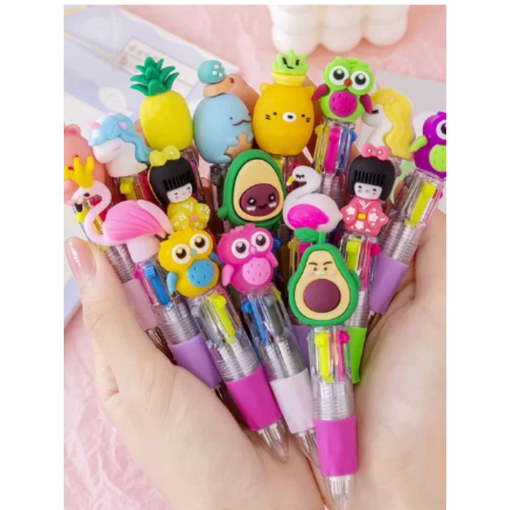 

20Pcs/Lot Cute Cartoon 4 Color Mini Ballpoint Pen KawaiiUnicorn Flamingo Retractable Stationery Gift SchooOoffice Supplies