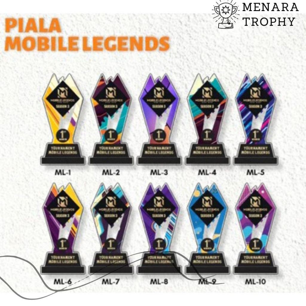 Piala Mobile Legend Trophy Mobile Legend Kejuaraan Mobile Legend Bahan Akrilik Free Design Custom