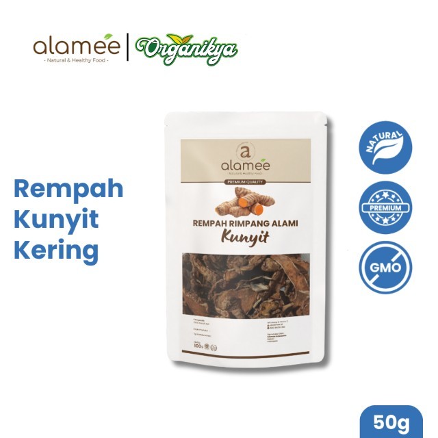 

ALAMEE Kunyit Kering Dried Turmeric Iris Rempah Rimpang Organik Alami Kunir Bumbu Seasoning 50gr organikya