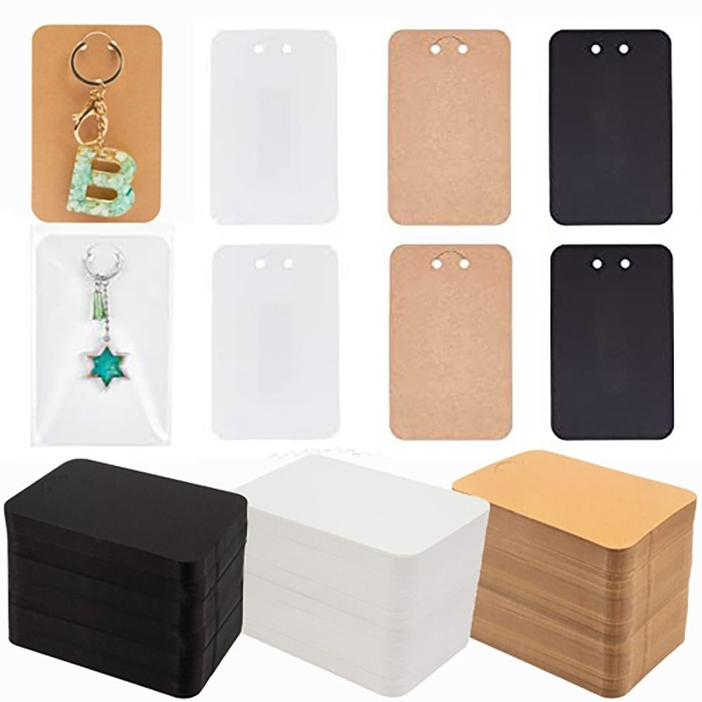 

50PCS Black White Keychain Packaging Boardcard Packaging Supplies Kraft Paper Packing Tags Ornament Accessories Dualsides Blank
