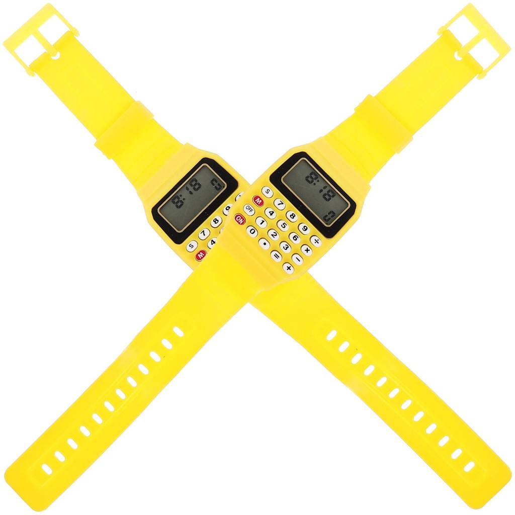 

2 Pcs Small Calculator Girls Yellow Watch Kids Digital for Children Wrist Calculation Carry Toddler