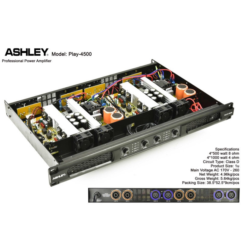 Power amplifier 4 channel ashley play 4500 original play4500