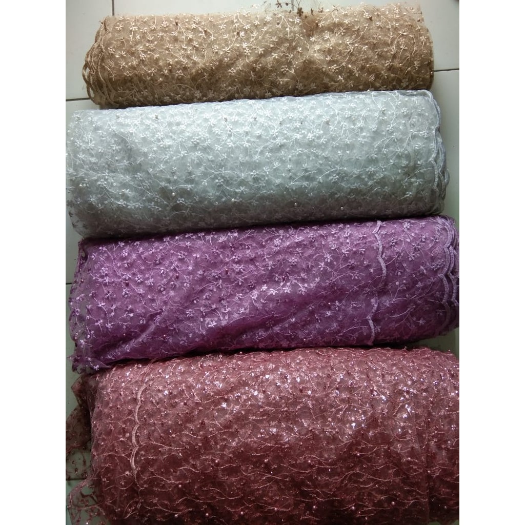 Kain Tile Akar Mutiara Gliter Brokat 1 Meter