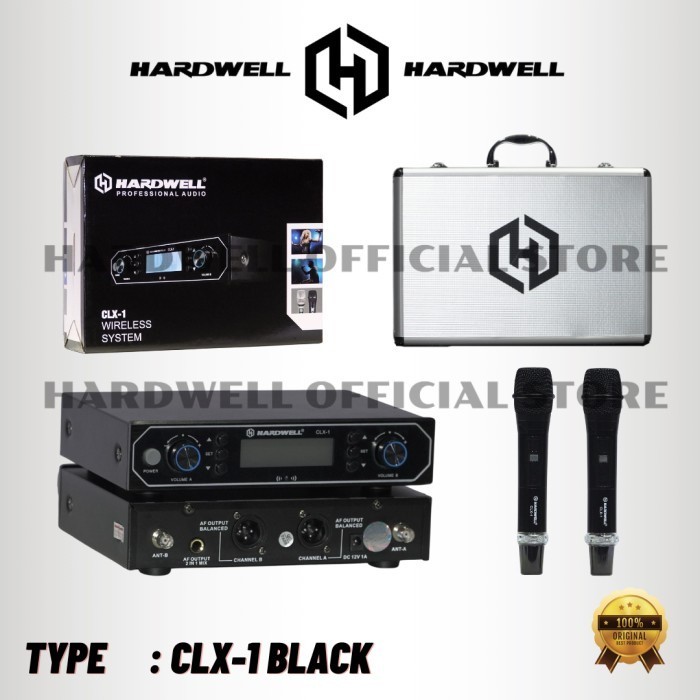 Mic Wireless Hardwell CLX 1 / CLX1 Original Double Mic Handheld - Hitam
