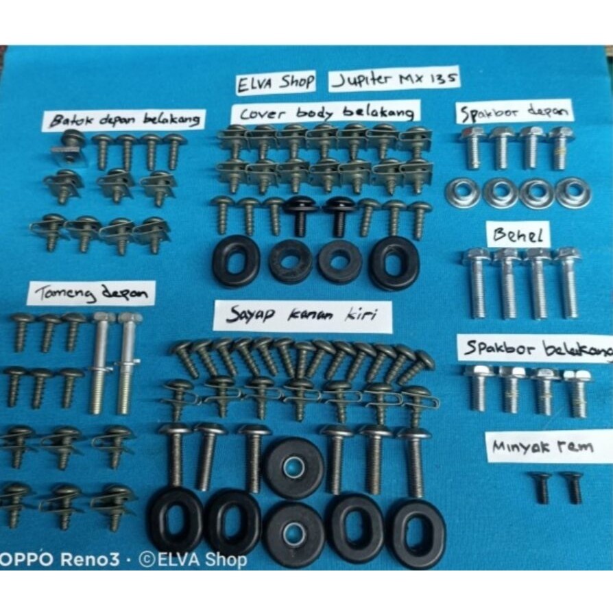 baut original lengkap full set body Yamaha Jupiter MX 135