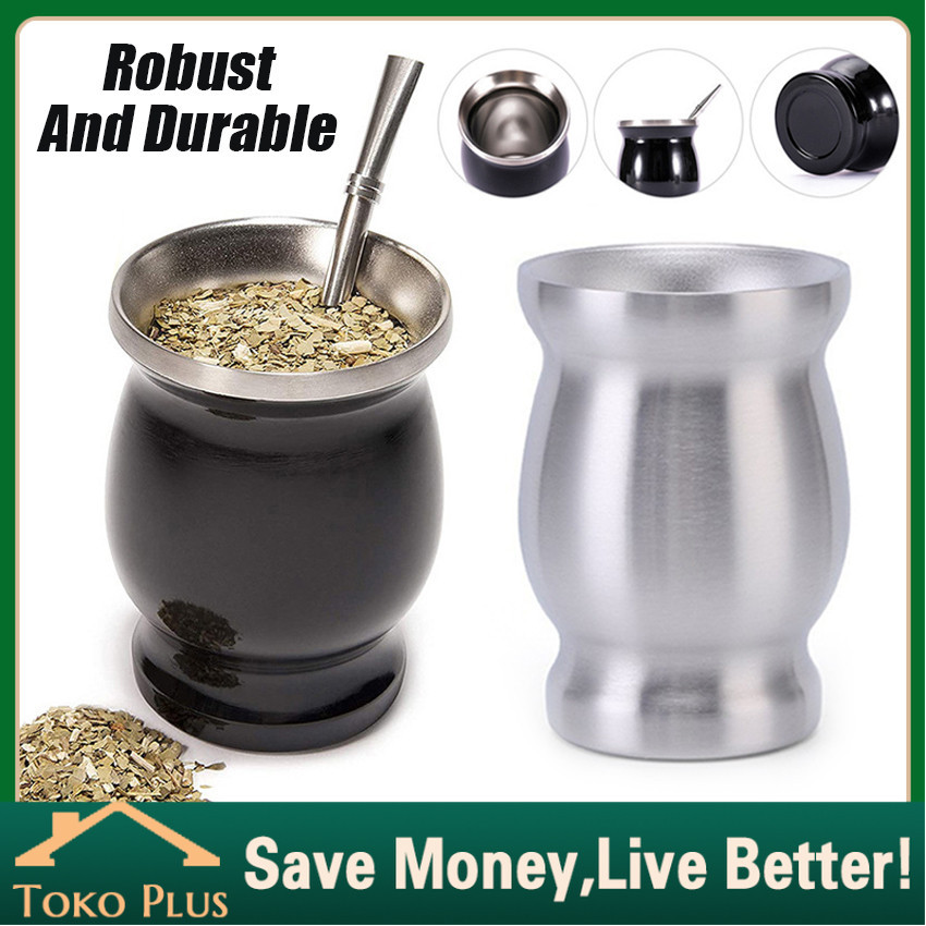 Yerba Mate Tea Cup Premium Pack Stainless Steel Double Wall - Teh Botanikal Argentina - Teh Yerba Ma