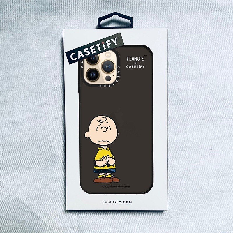CASETiFY X PEANUTS Single Charlie Black Case IPhone 13 12 11 Pro Max Mini XS MAX XR X SE 6 6S 7 8 Plus Soft Case