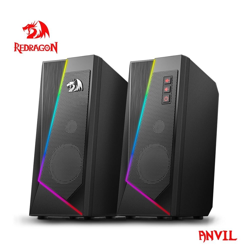 REDRAGON GS520 Anvil Aux 3.5mm Stereo Surround Music RGB Speakers Sound Bar for Computer 2.0 PC Home