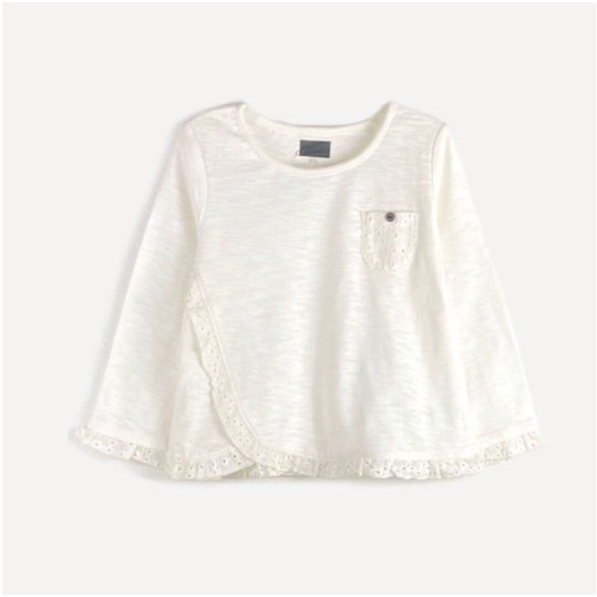 BAJU KAOS ELFINDOLL CLASSIC POCKET WHITE ANAK PEREMPUAN