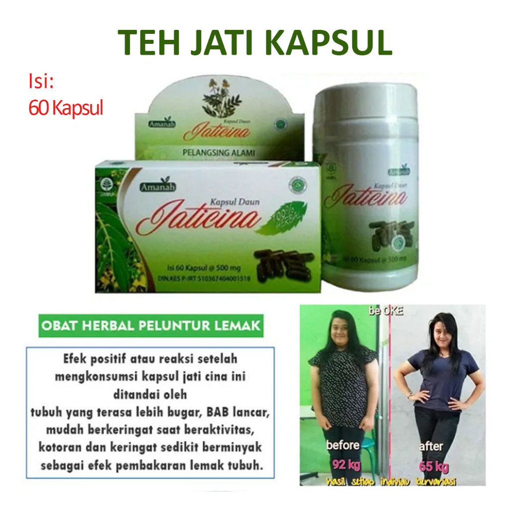 Kapsul Daun Jati Cina Amanah - Teh Kapsul Diet Viral Pelangsing Susut Lemak