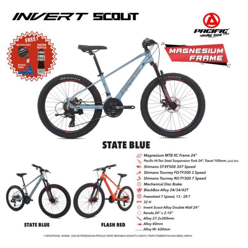 SEPEDA GUNUNG MTB 24 INCH PACIFIC INVERT SCOUT SHIMANO MAGNESIUM FRAME