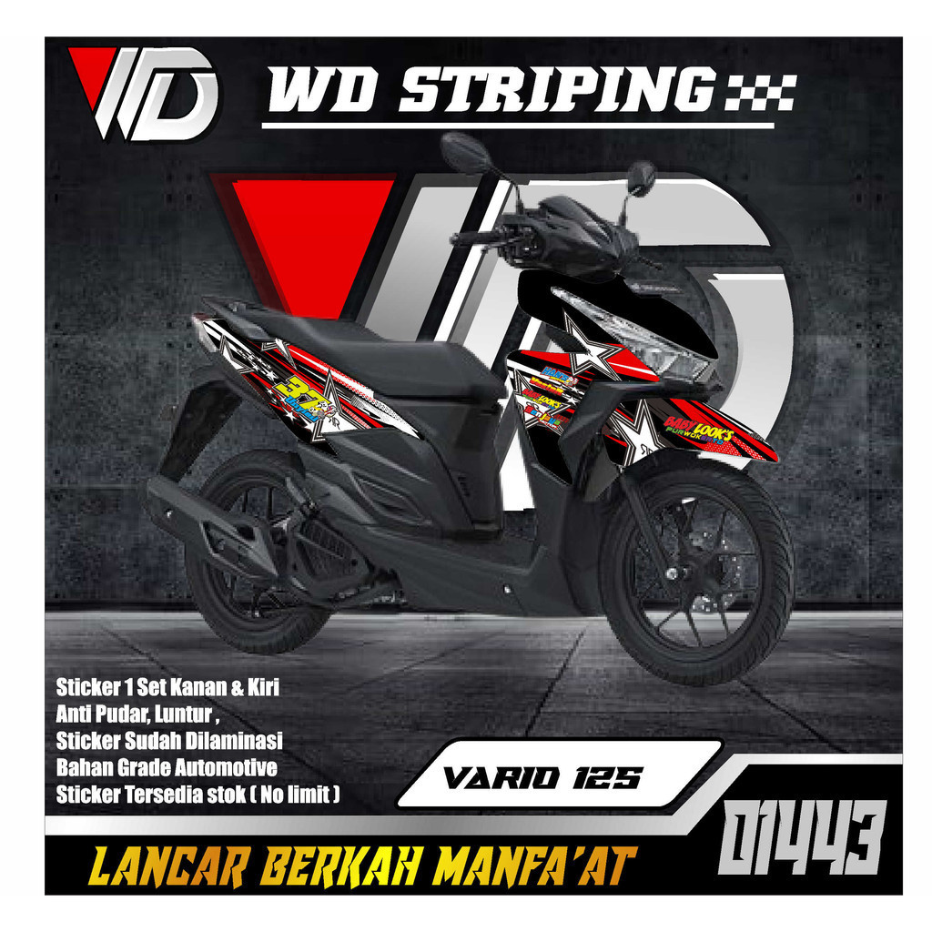 01443 sticker striping sepeda motor honda vario 125 led