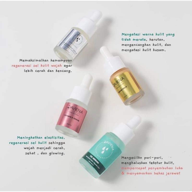 Daviena Skincare Serum Wajah vitamin C Serum Glowing Pemutih Gold Glowing HA Bopeng Anti Aging Wajah