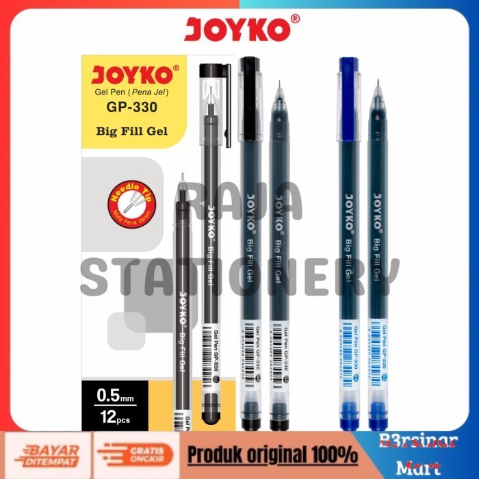 

[BAYAR DI TEMPAT] PROMO JOYKO GEL PEN BIG FILL GEL 0.5MM PENA PULPEN JOYKO JEL GP330 [12PCS] Hitam COD