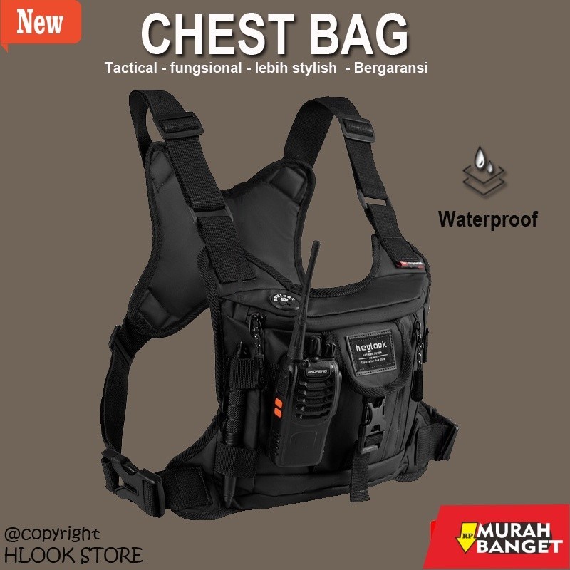 Tas selempang pria viral- Promo tas dada outdoor pria tactical adventure pelindung dada waterproof b