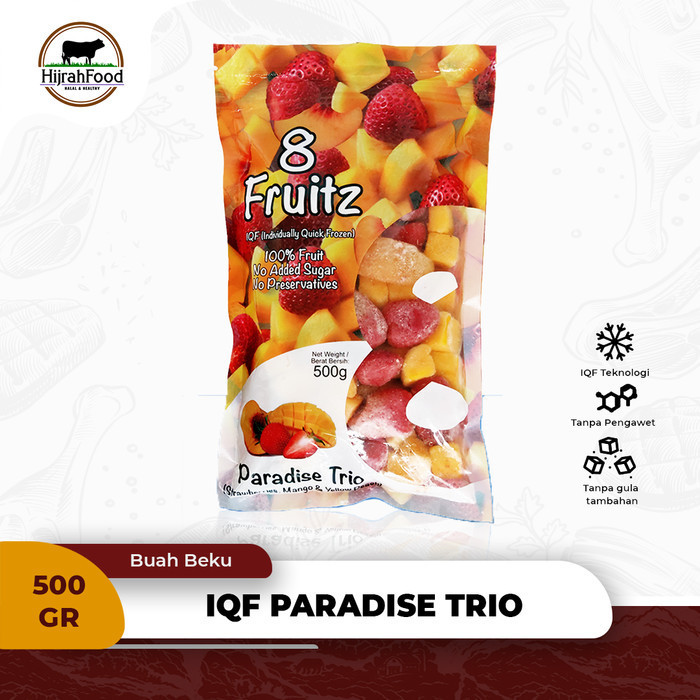 

8 Fruitz Buah Beku Frozen IQF Paradise Trio 500 gr Strawberry Mango Peach