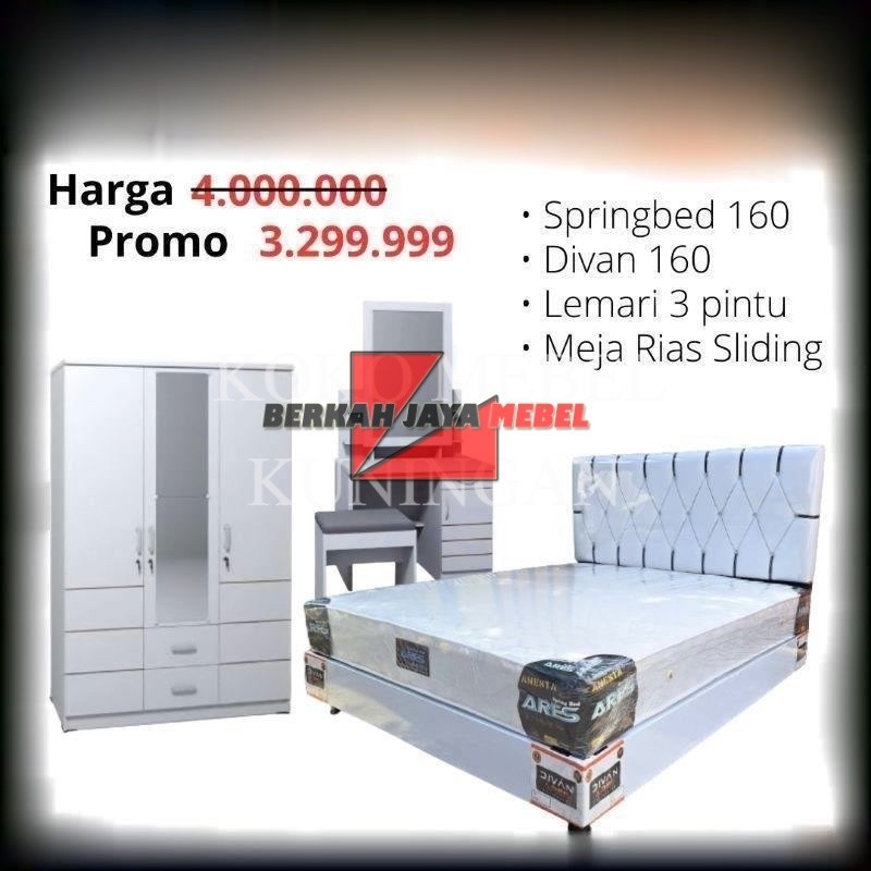 (COD) Paket Lamaran Seserahan Furniture Kamar Set / Spring bed  Full Set 160x200 / Kasur