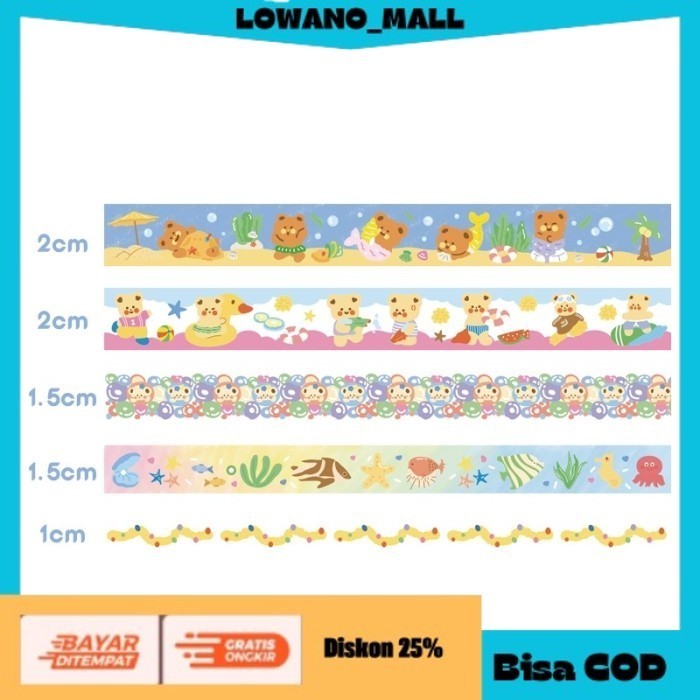 

[[LOWANOMALL]] TERLARIS 5 Roll/ Pack Washi Tape Set Cute Selitop Isolasi Dekoratif Stiker 66 B COD