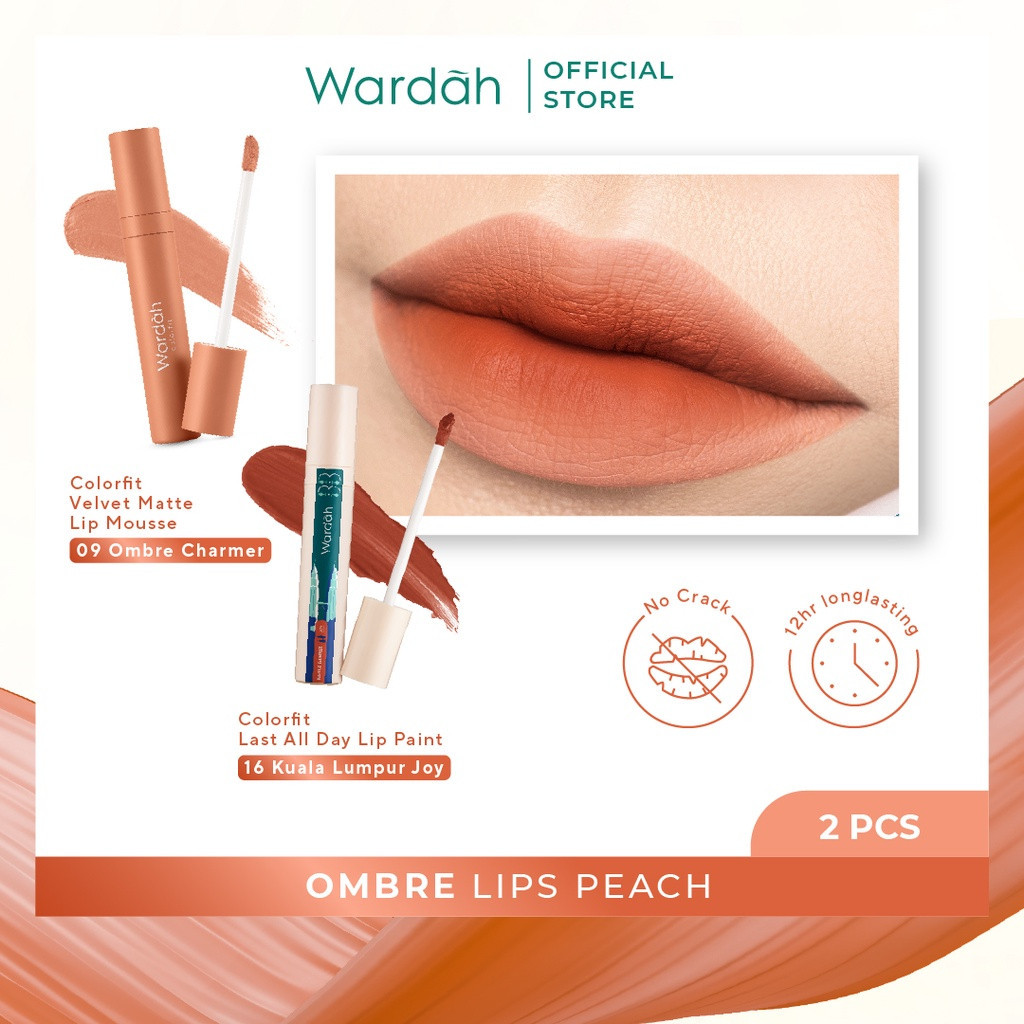 Ombre Wardah Matte Lip Cream + Colorfit Lip Paint