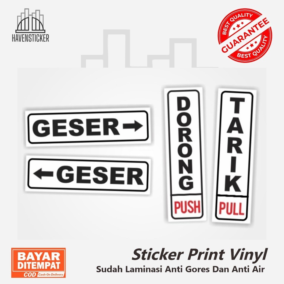 

Stiker Dorong - Tarik 1 Set Stiker Geser Stiker Tutup Pintu - Dorong - Tarik vinyl laminasi glossy
