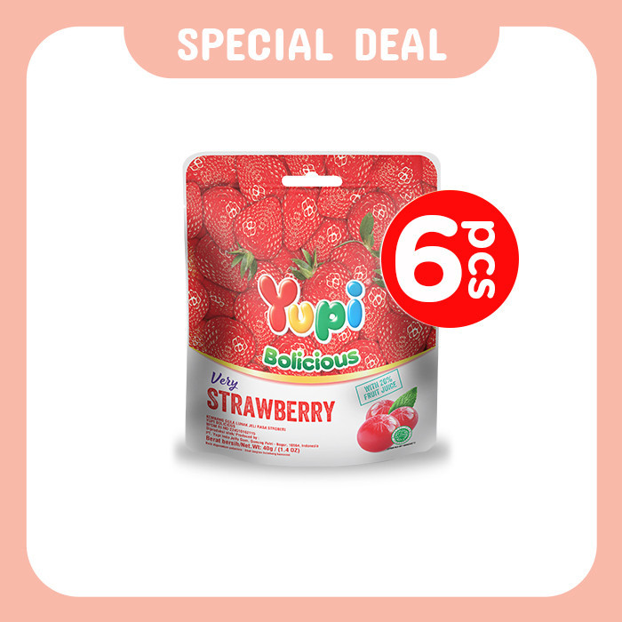 

Six Pack Yupi Bolicious Strawberry 40 Gr