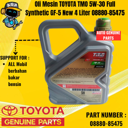 Oli Mesin TOYOTA TMO 5W-30 Full Synthetic GF-5 New 4 Liter 08880-85475 Original