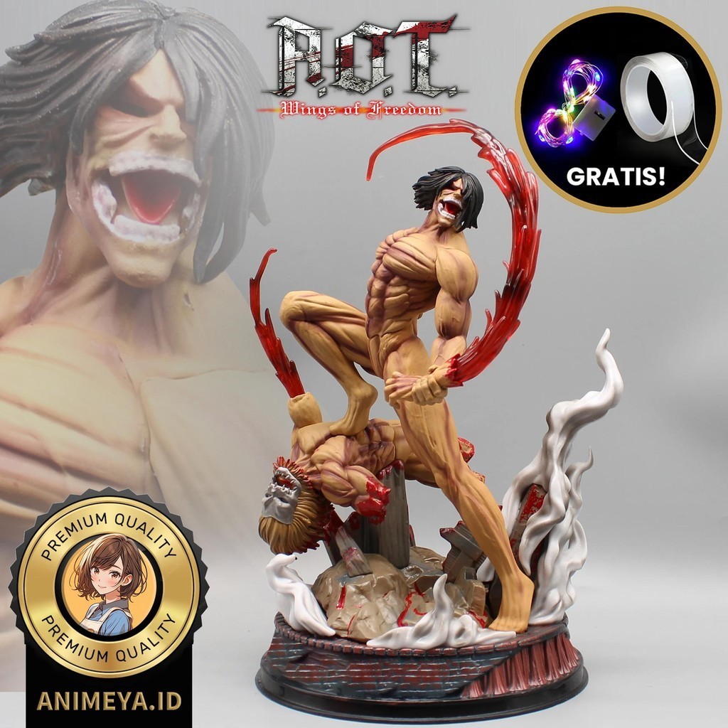 Action Figure Attack on Titan Shingeki No Kyojin Eren Vs Jaw Titan Studio Recast Koleksi Patung Anim