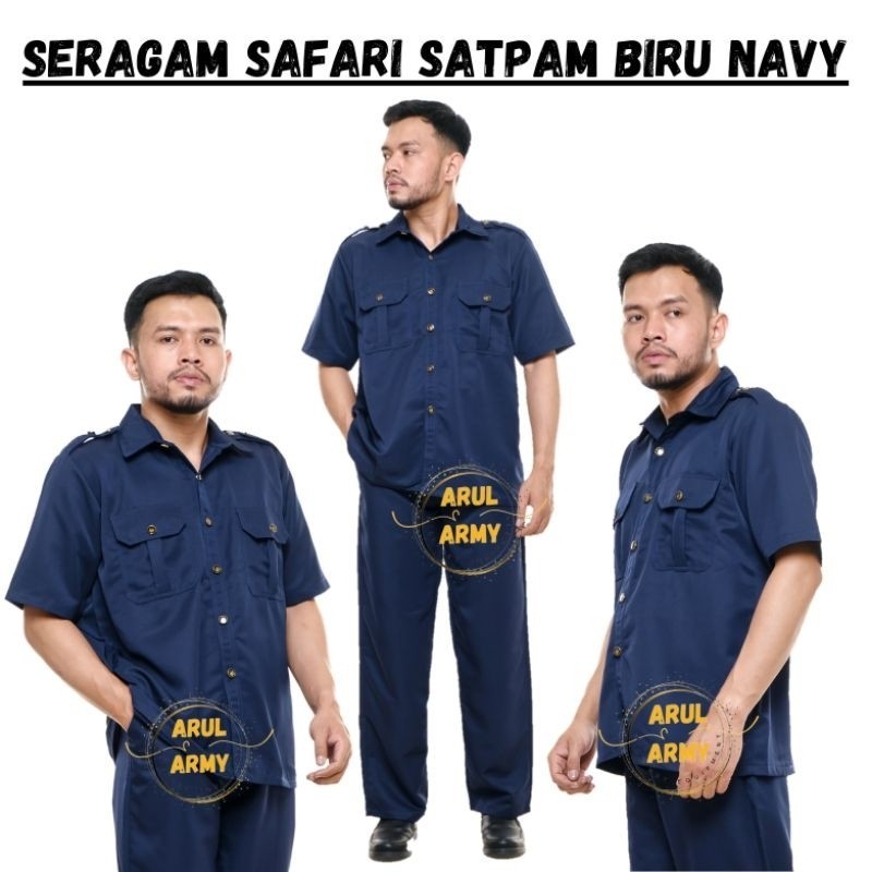 Seragam safari satpam hitam stelan supir baju seragam safari security satpam driver keamanan supir p