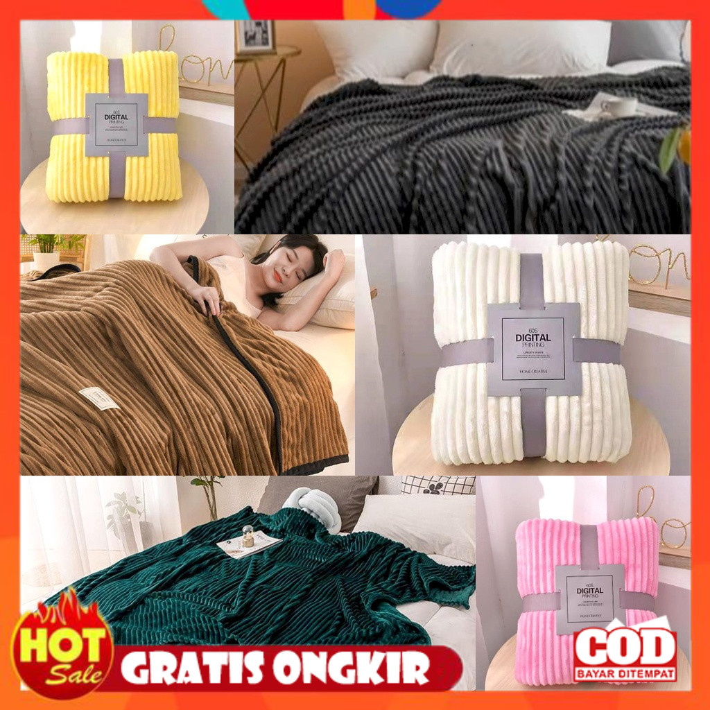 KAIN HALUS ADEM LEMBUT TEBAL / Selimut Bulu POLOS  Tebal JUMBO 160x200  (embos )