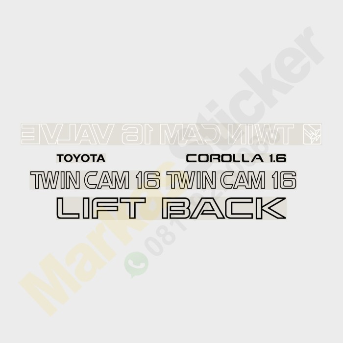 Toyota Corolla Twincam Liftback Stiker  Variasi Sticker Peringatan Detail  Warning Set Emblem Mobil 