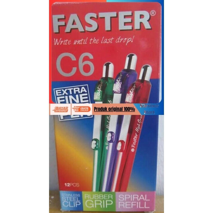 

[[KUALITAS TERBAIK]] pulpen faster c6 Hitam COD