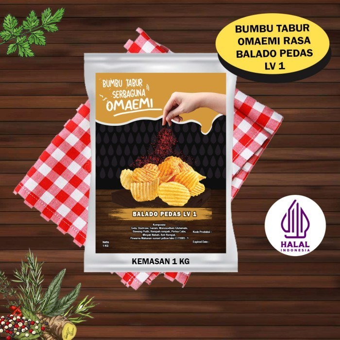 

New- BUMBU TABUR BALADO PEDAS LEVEL 1 HALAL FOOD GRADE 1 KG