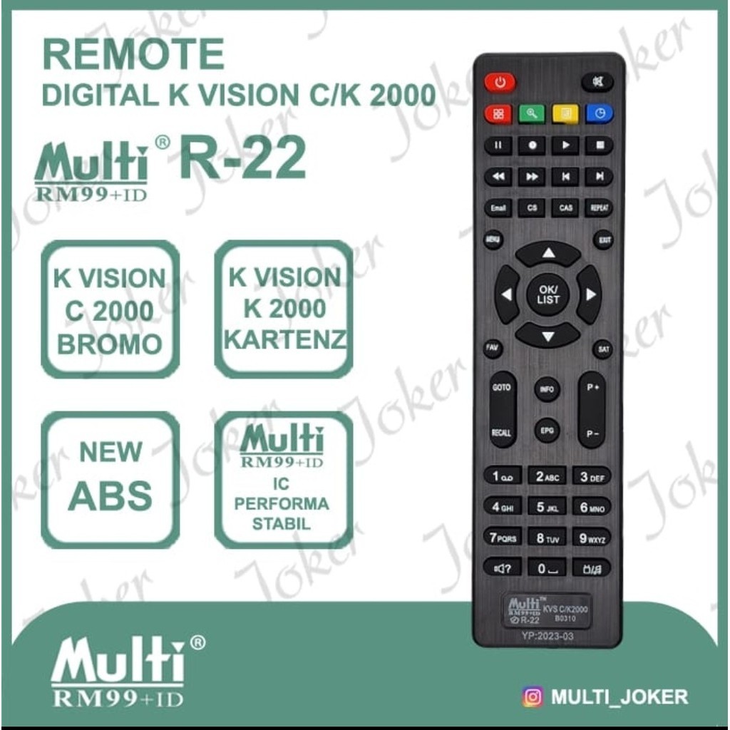 REMOT R22 KVISION C2000 BROMO / DIGITAL RECEIVER GOL REMOTE B0301
