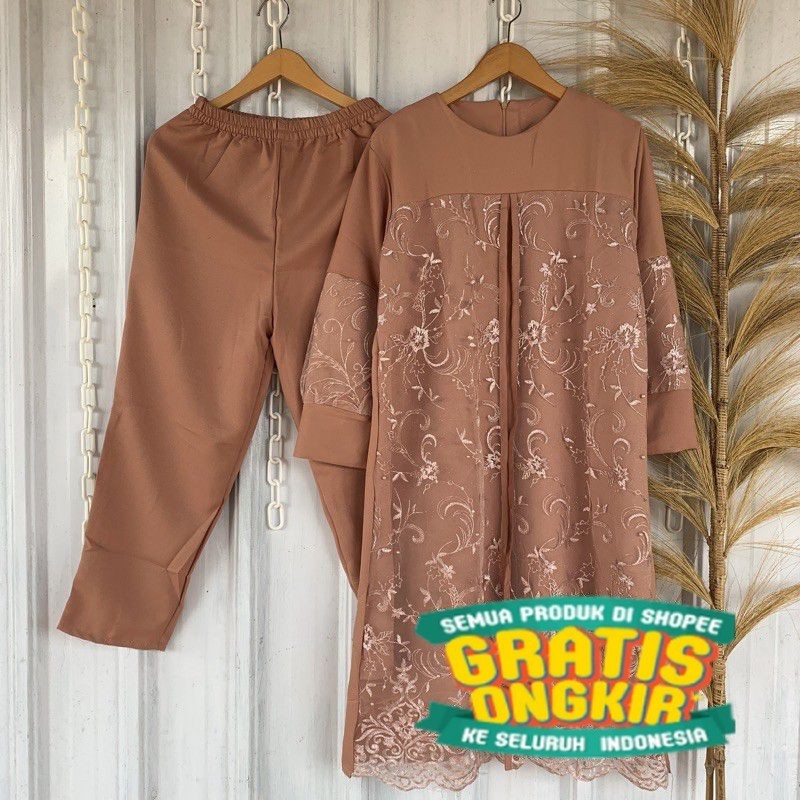 Ayudia setelan celana brukat // ayudia set brukat // setcel brukat kondangan/ Menyala