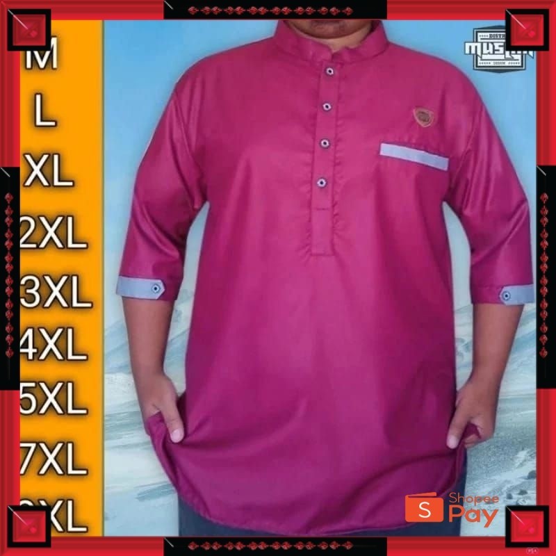 KAIN ADEM LEMBUT HALUS TEBAL / Baju Koko Pria Jumbo Murah Keren XXXl Xxxxl Kemeja 3/4 Big Size 5xl 7
